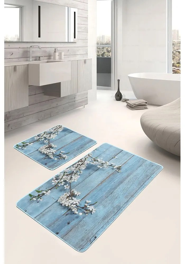 Niebieskie dywaniki łazienkowe zestaw 2 szt. 60x100 cm – Mila Home
