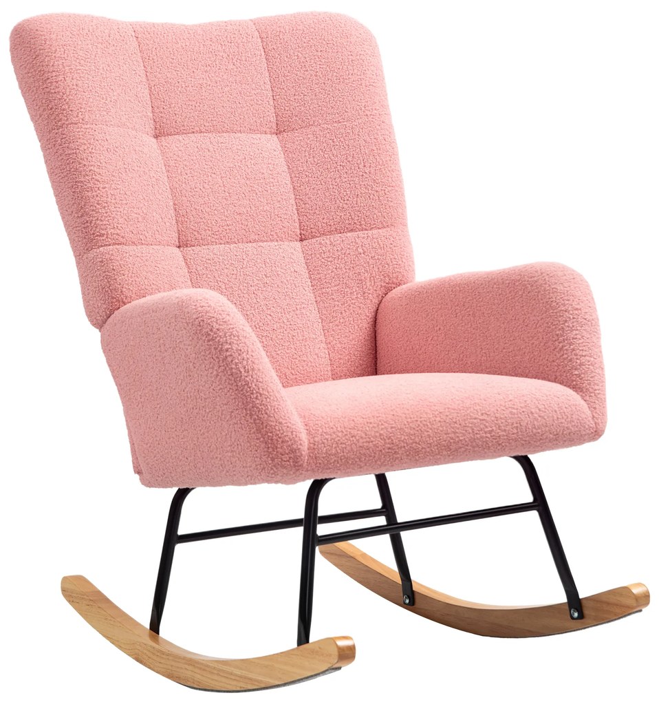 HOMCOM Fotel Bujany z Przytulnym Pokryciem, Gruba Wyściółka, Antypoślizgowy, Różowy