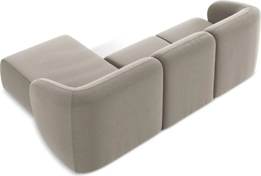 Jasnobrązowy aksamitny narożnik (prawostronny/z szezlongiem) Lani – Makamii