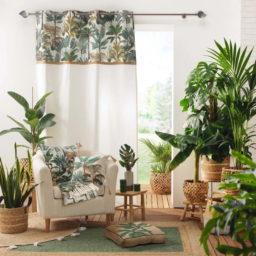 Zielono-kremowa zasłona 140x240 cm Balinesia – douceur d'intérieur