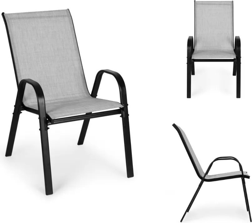 Zestaw 4 krzeseł ogrodowych sztaplowanych Isla 092, jasny szary