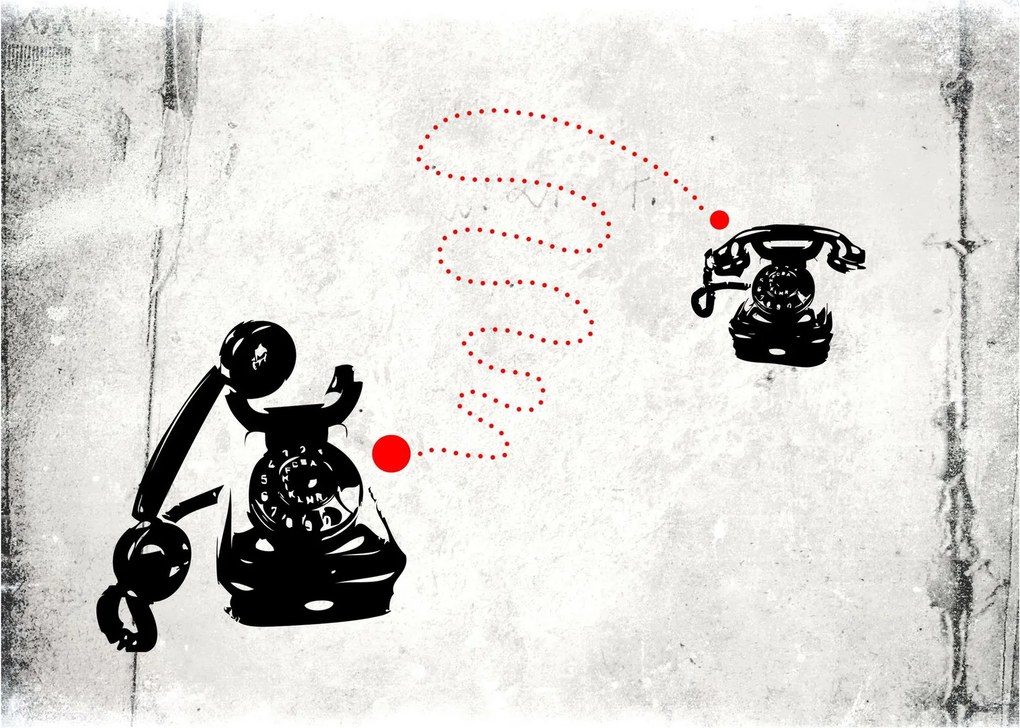 Obraz na szkle - Rysunek telefonu w stylu Banksy (70x50 cm)