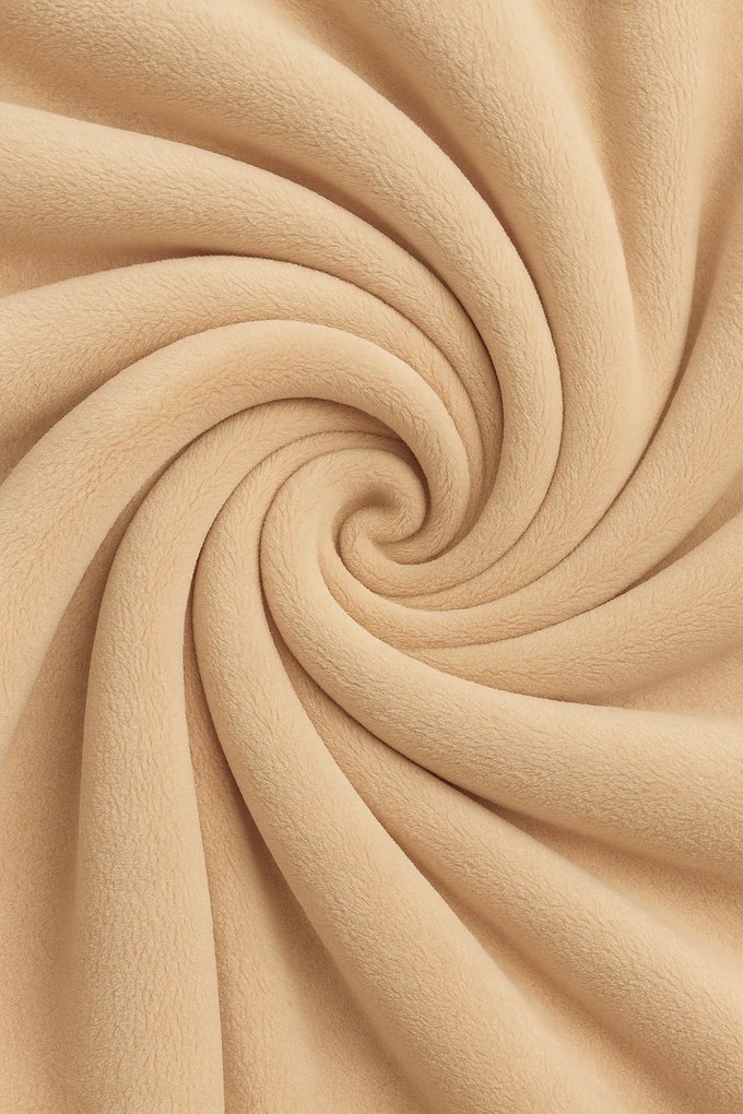 Koc Gładki Beżowy 200x220 cm miękki ciepły dwustronny do salonu sypialni