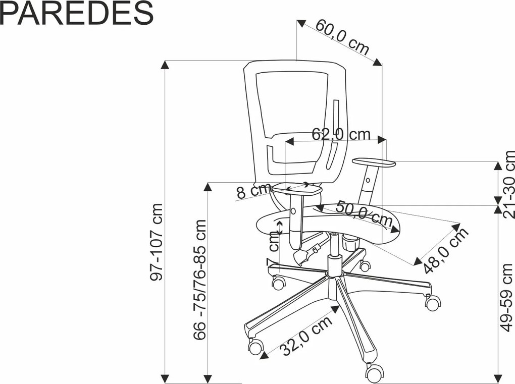 Fotel biurowy z regulacjami Paredes Halmar, zgodny z normą BHP