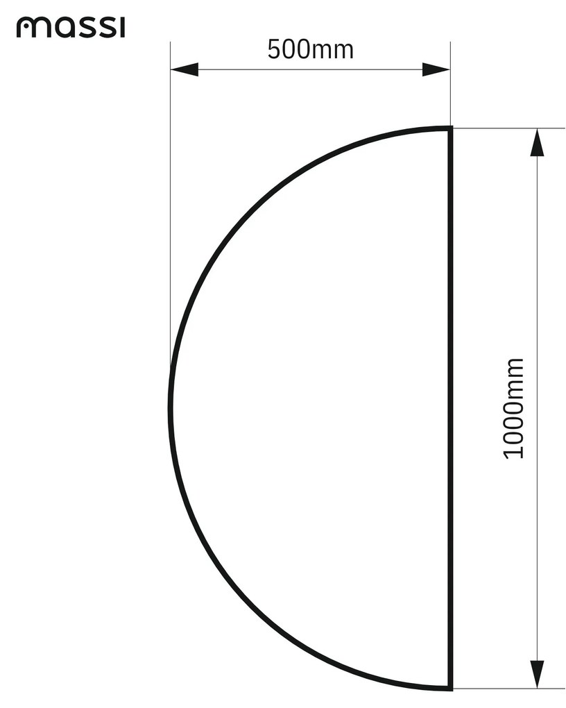 Lustro półokrągłe wiszące bezramowe oszlifowane MOON |Różne rozmiary | Różne kolory szkła : Kolor tafli szkła - Grafit, Rozmiar - 100 x 50 cm