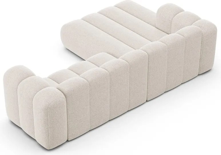 Kremowy narożnik z tkaniny szenilowej (lewostronny/z szezlongiem) Lupine – Micadoni