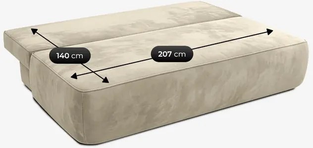 Sofa z Funkcją Spania ARVETO Kremowa Welurowa Nowoczesna
