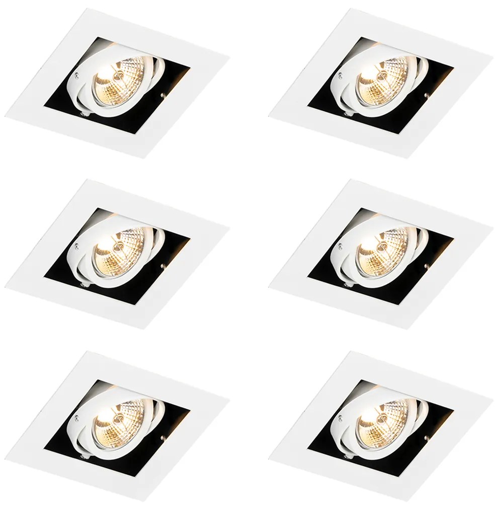 Zestaw 6 nowoczesnych regulowanych reflektorów wpuszczanych białych - Oneon 70