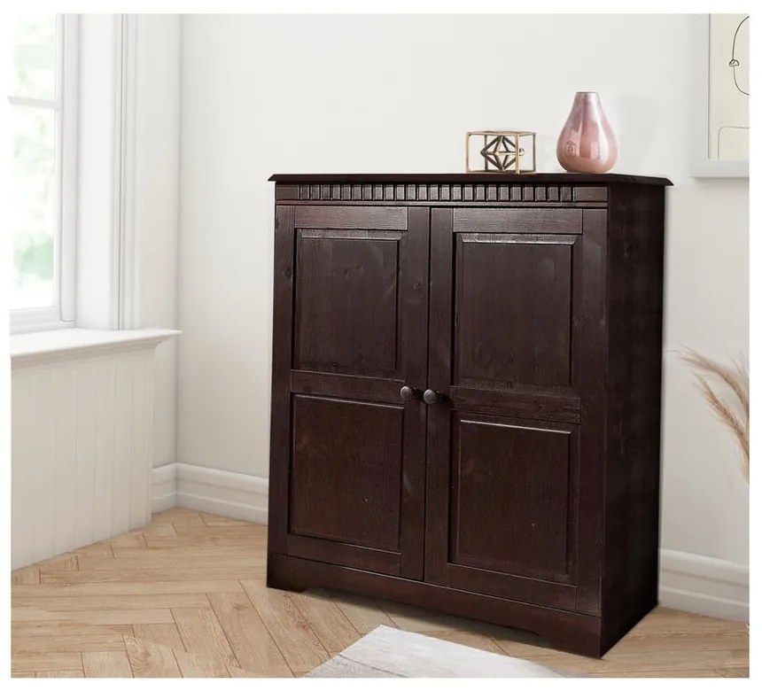 Brązowa szafka z litego drewna sosnowego 100x35 cm Cubrix – Støraa