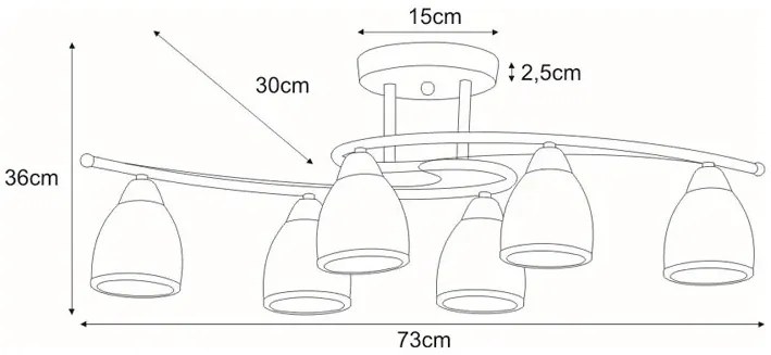 Chromowany żyrandol z 6 kloszami - S593-Labis