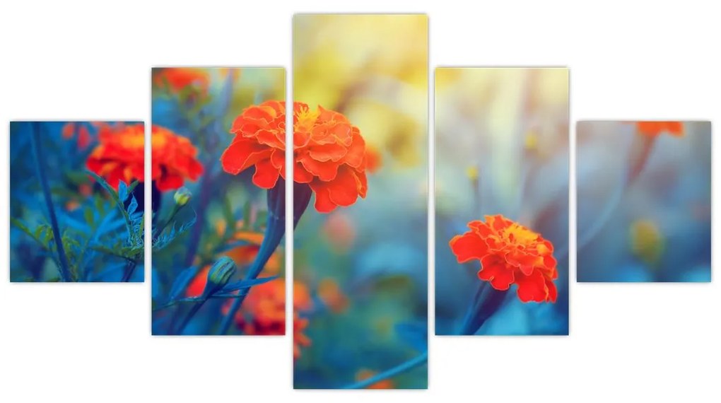 Obraz - Pomarańczowe kwiaty (125x70 cm)