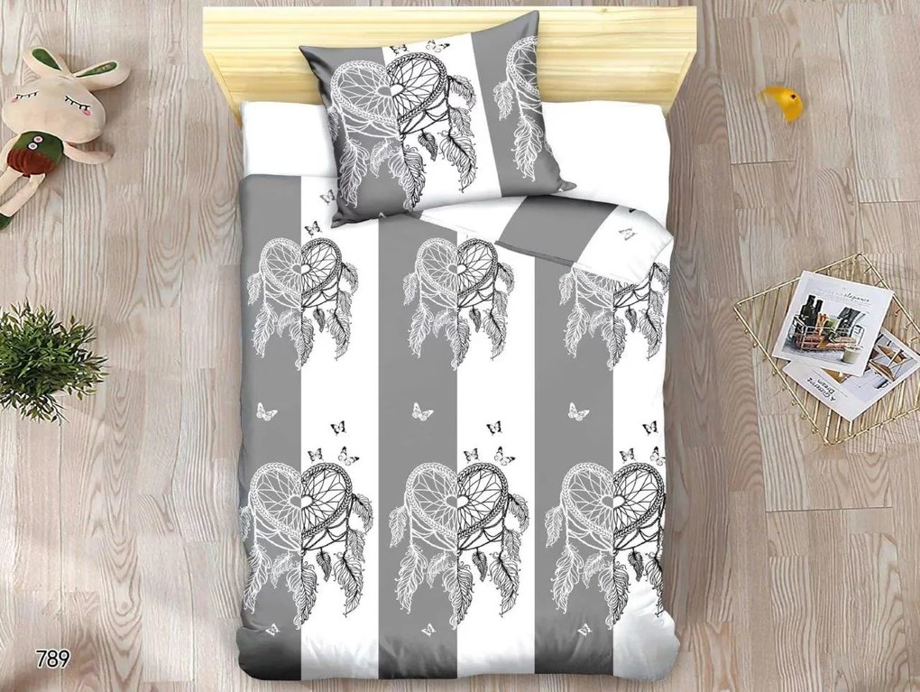 PrzytulneMieszkanie.pl PrzytulneMieszkanie.pl Pościel z mikrowłókna TIRSO szaro-biała Rozmiar pościeli: 2 szt 70 x 90 cm | 200 x 220 cm