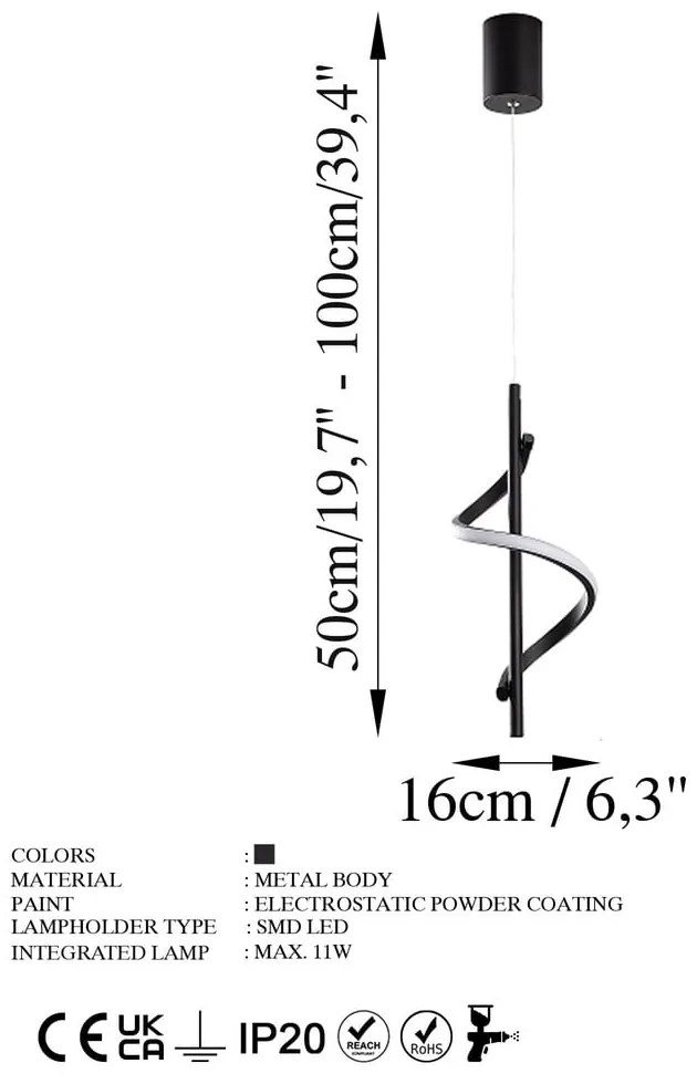 Czarna lampa wisząca LED ø 16 cm Likma – Opviq lights