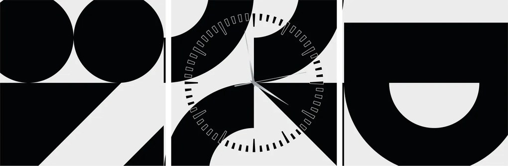 Obraz - Abstrakcja geometryczna N⁰2 (z zegarem) (90x30 cm)