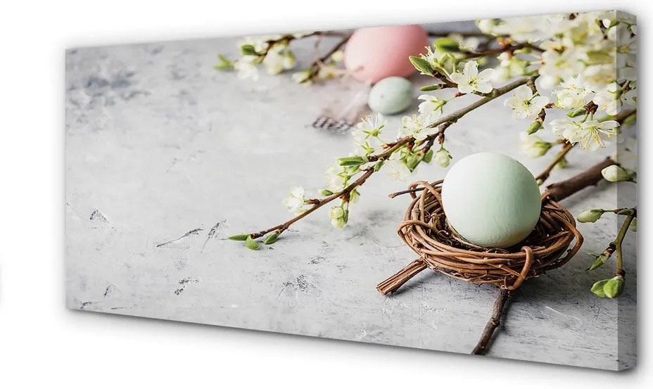 Duży obraz na płótnie Kwiaty i Jajka Wielkanocne
