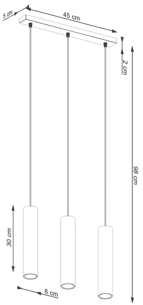 Lampa wisząca LAGOS 3L ochra czerwona SOLLUX  LIGHTING