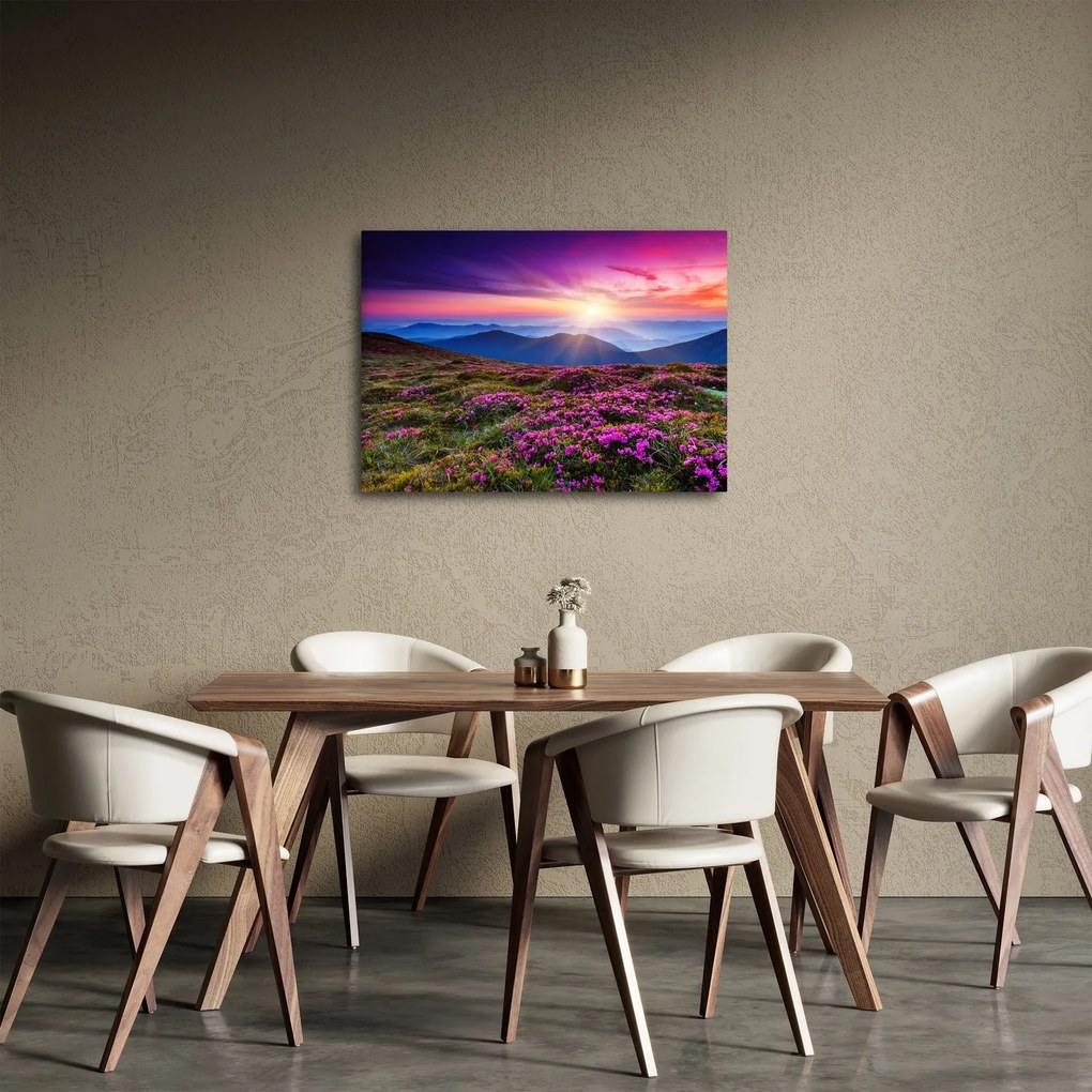 Obraz - Krajobraz kwitnących gór (70x50 cm)