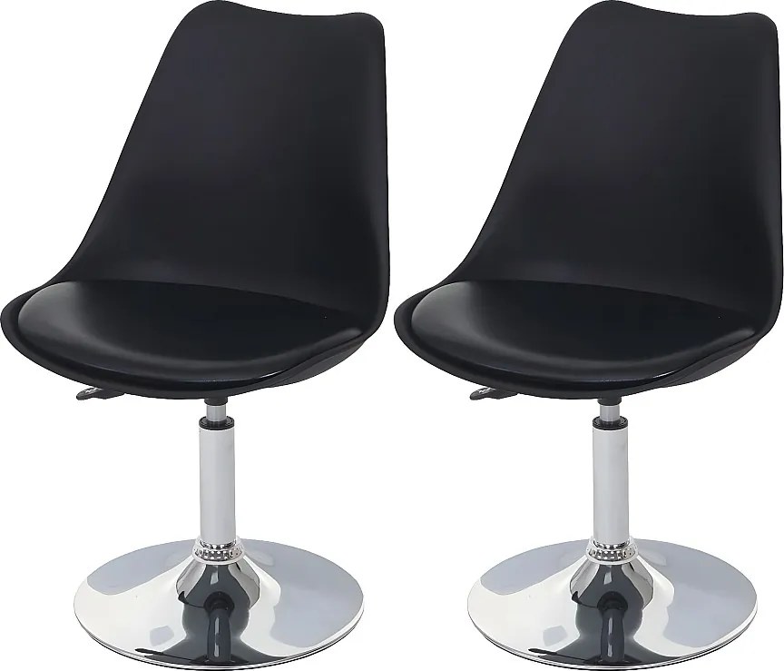 Krzesło do jadalni Vaasa T501 (zestaw 2 sztuk),  czarny, chromowana podstawa