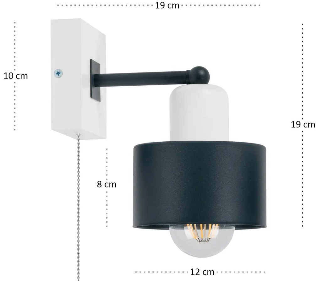 Antracytowo-biały kinkiet LED SHWD-AN10x10WE jednopunktowy z litego dr