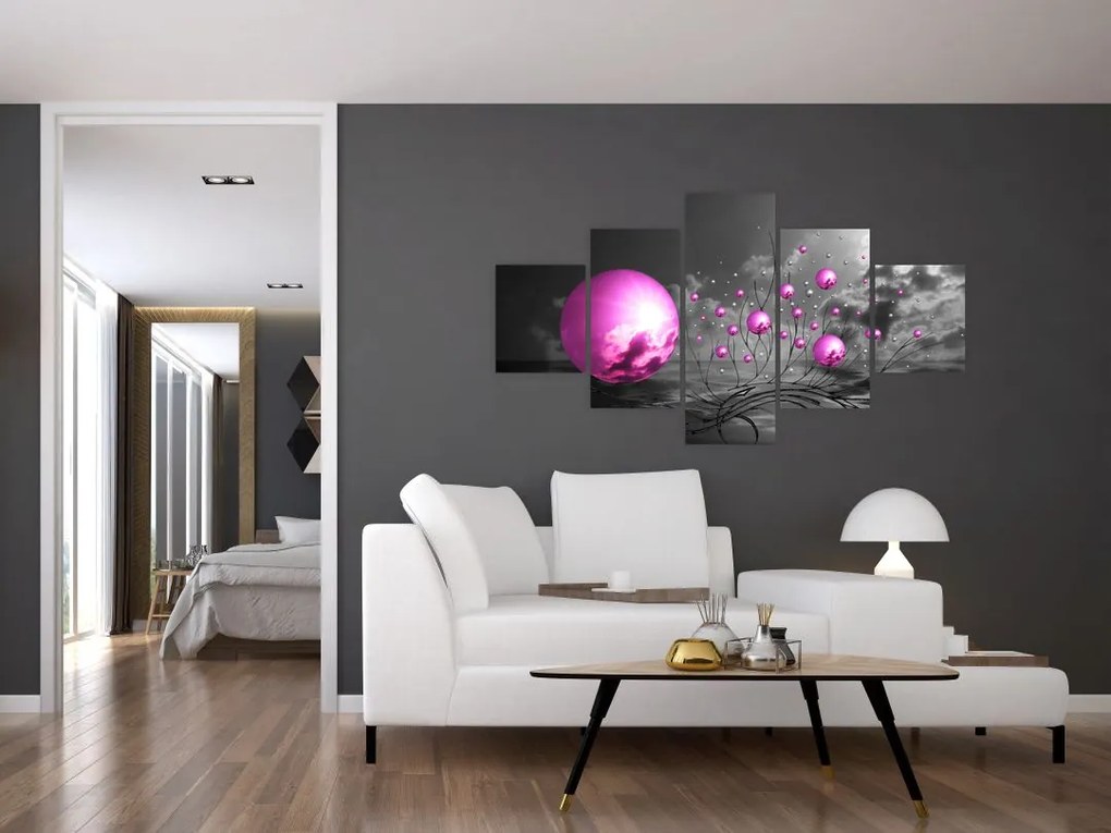 Obraz różowych kul (125x70 cm)