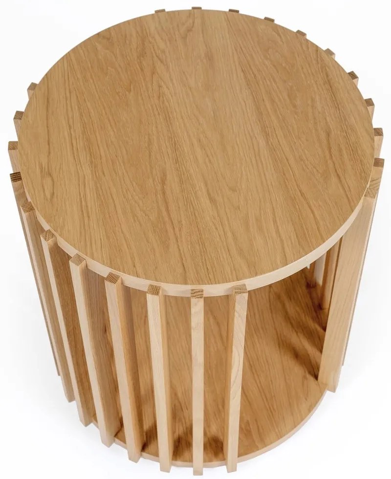 Stolik z drewna dębowego Woodman Drum, ø 53 cm