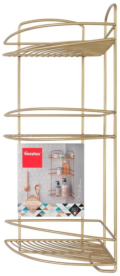 Narożna stalowa półka łazienkowa w kolorze złota Onda – Metaltex