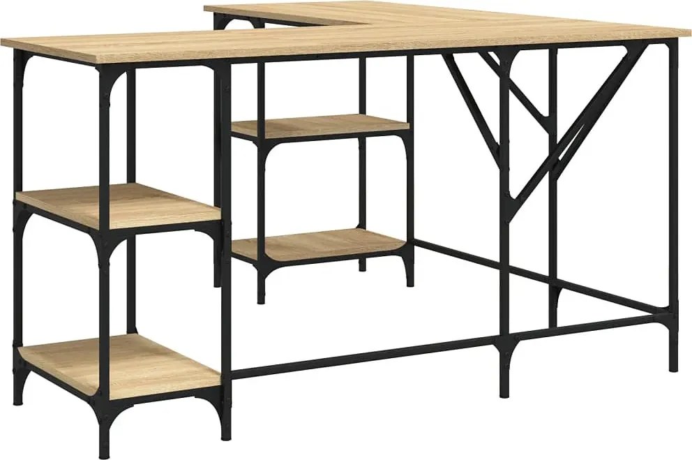 Biurko w kształcie narożne litery l w stylu loft dąb sonoma A9-C14