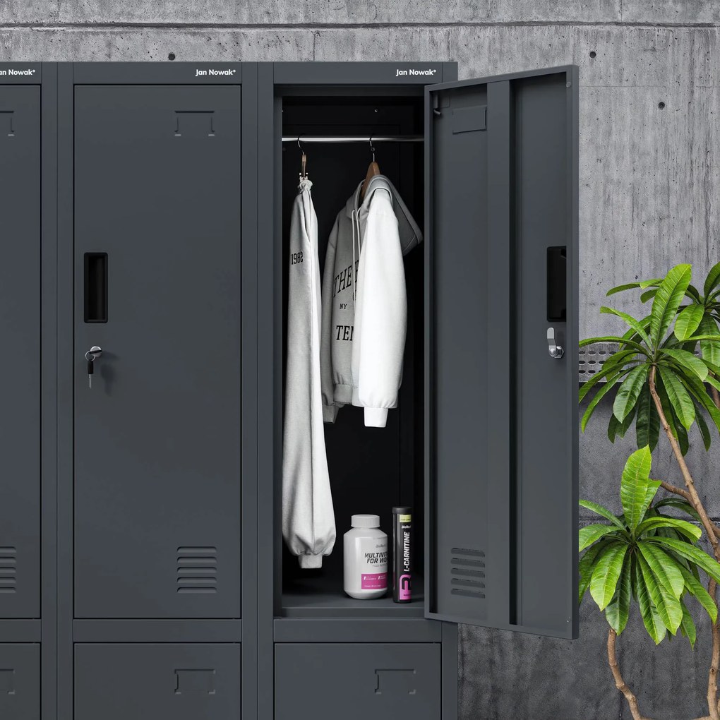 Szafka socjalna ubraniowa BHP antracytowa IGOR 1 Plus 316,5 x 1850 x 450 mm