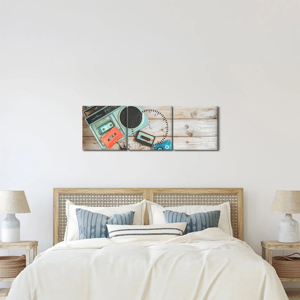 Obraz - Radio retro (z zegarem) (90x30 cm)