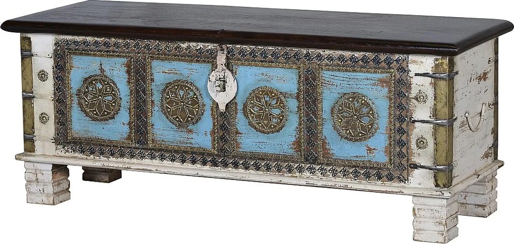 Skrzynia w kolorze białym manguier i merisier vieilli