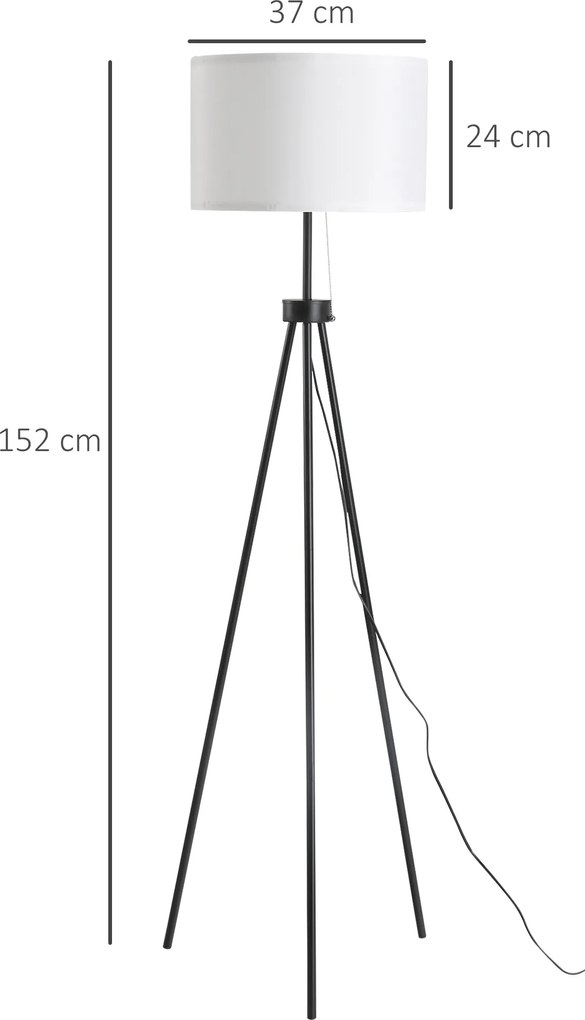 Elegancka Lampa Podłogowa HOMCOM na Statywie, Czarno-Biała