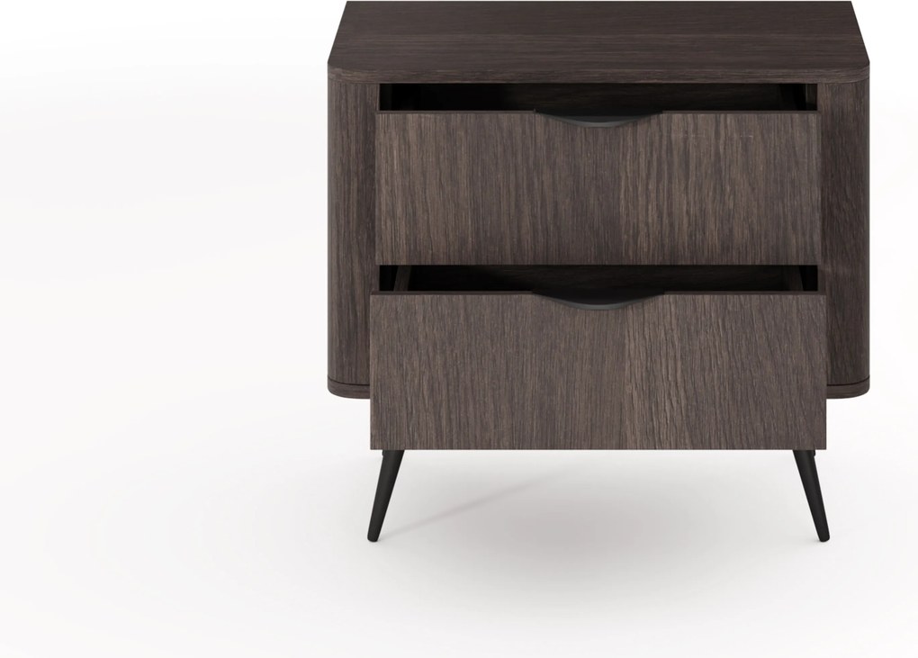 Szafka nocna Edrin 63 cm z szufladami - dąb dunin / czarny
