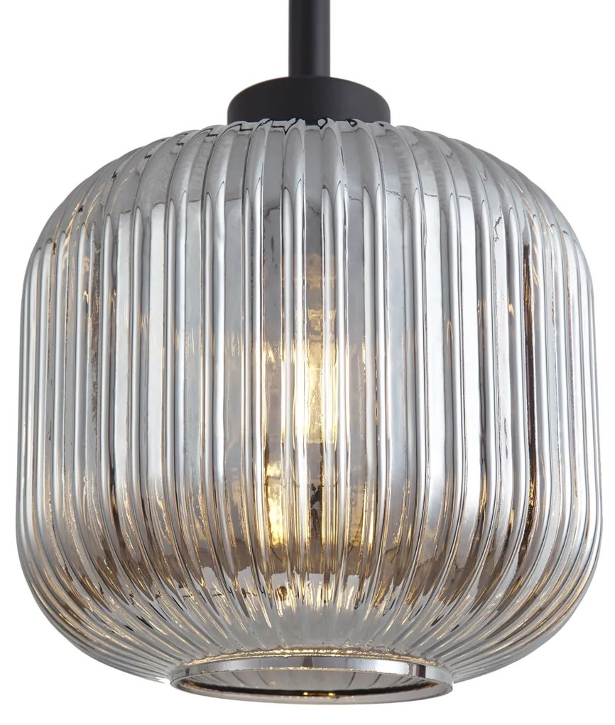 Designerska lampa podłogowa czarna z przydymionym szkłem - AnaDesignerski Oswietlenie wewnetrzne