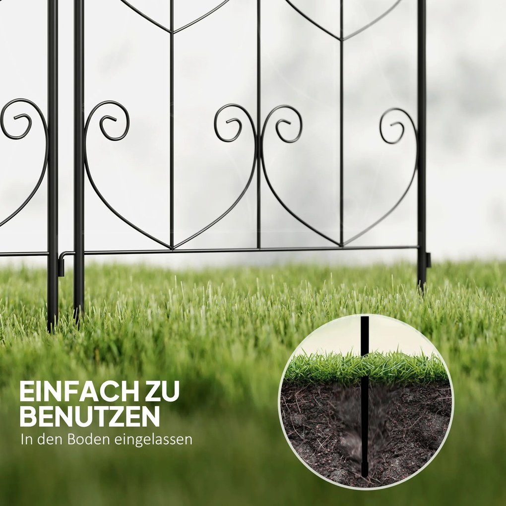 Metalowa Pergola Outsunny, Zestaw 2szt. do Wbijania, Odporna na Rdzę, z Motywem Ptaków na Rośliny Pnące 50x120 cm, Czarna