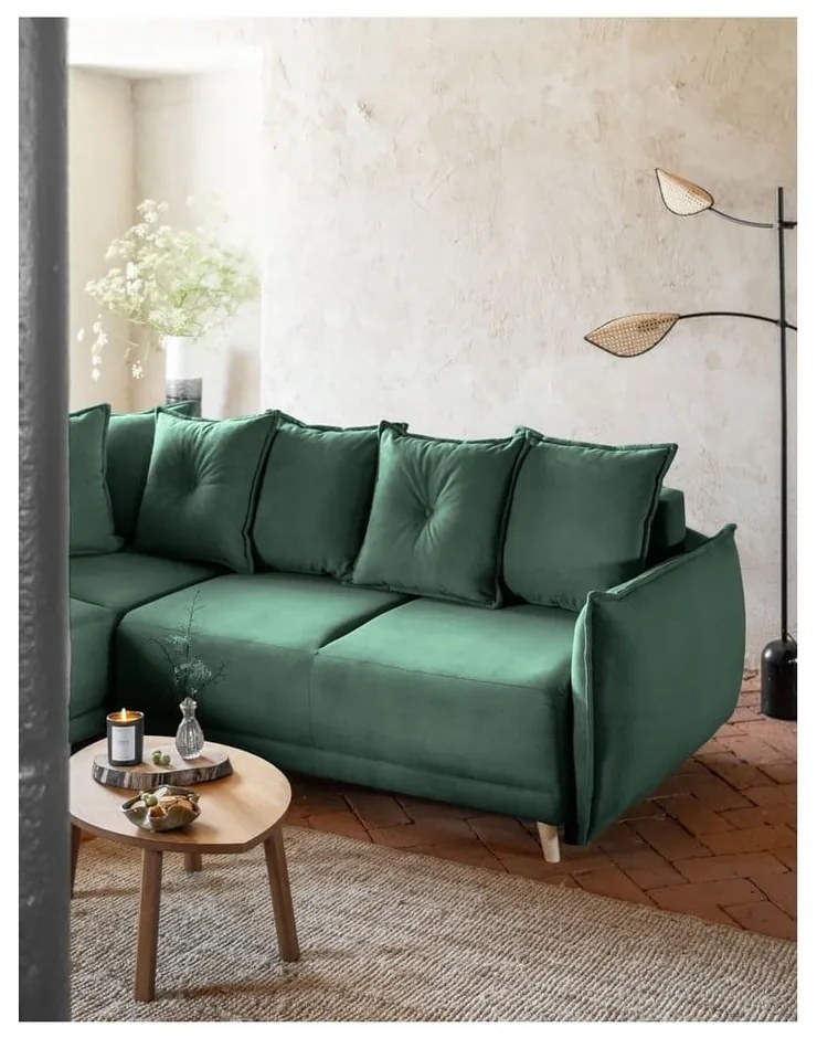 Zielony sztruksowy rozkładany narożnik (strona zmienna) Lazy Lukka – Miuform