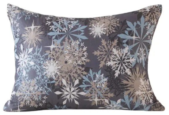 Poszewka na poduszkę z mikrofibry SNOWFLAKE 70x90 cm, niebieskoszara