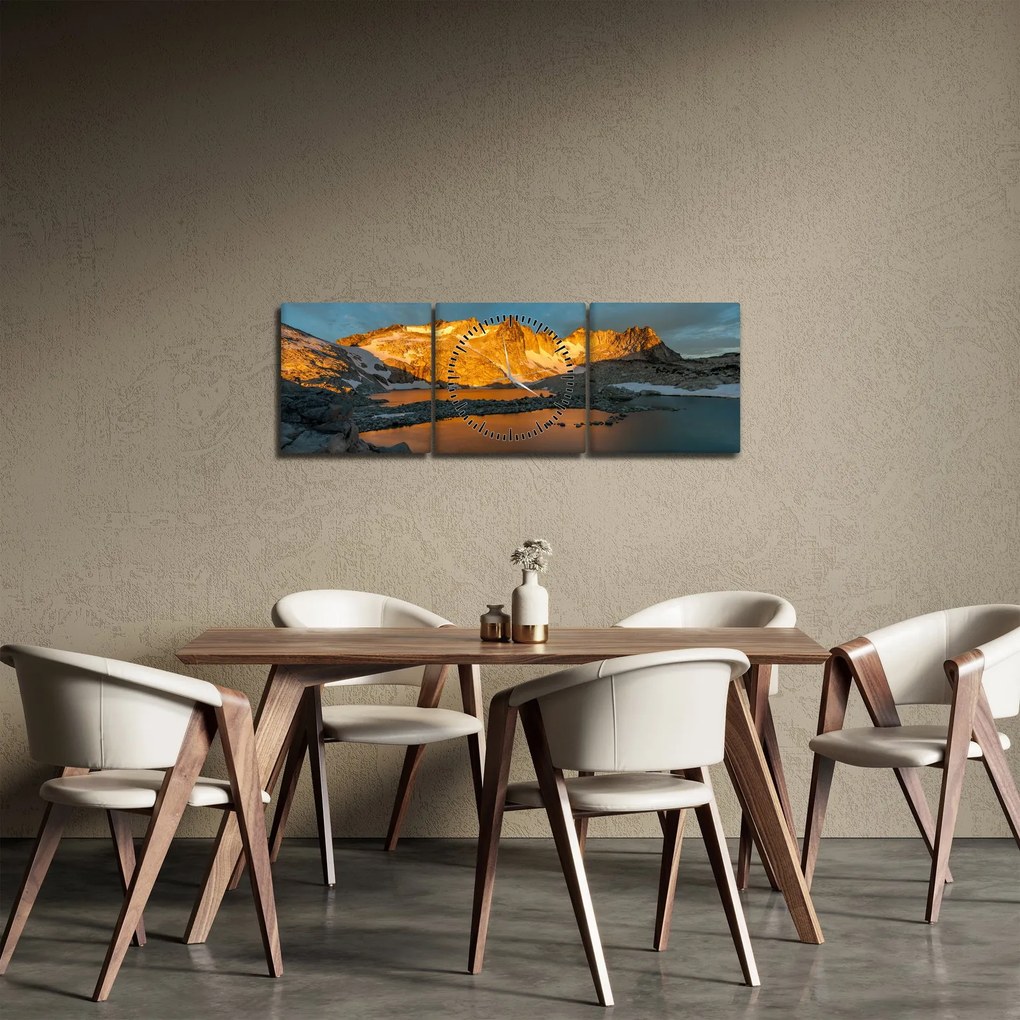 Obraz krajobrazu wysokogórskiego (z zegarem) (90x30 cm)