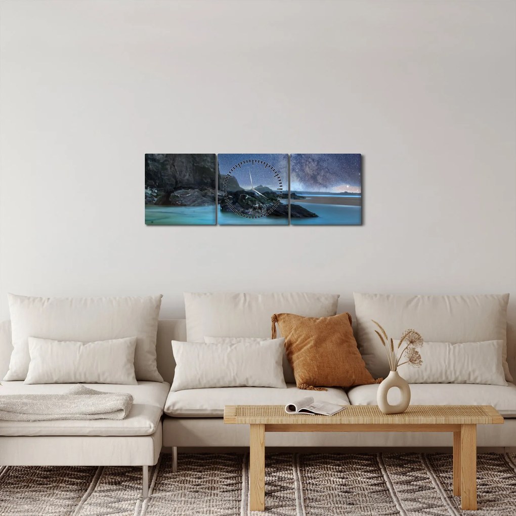 Obraz plaży (z zegarem) (90x30 cm)
