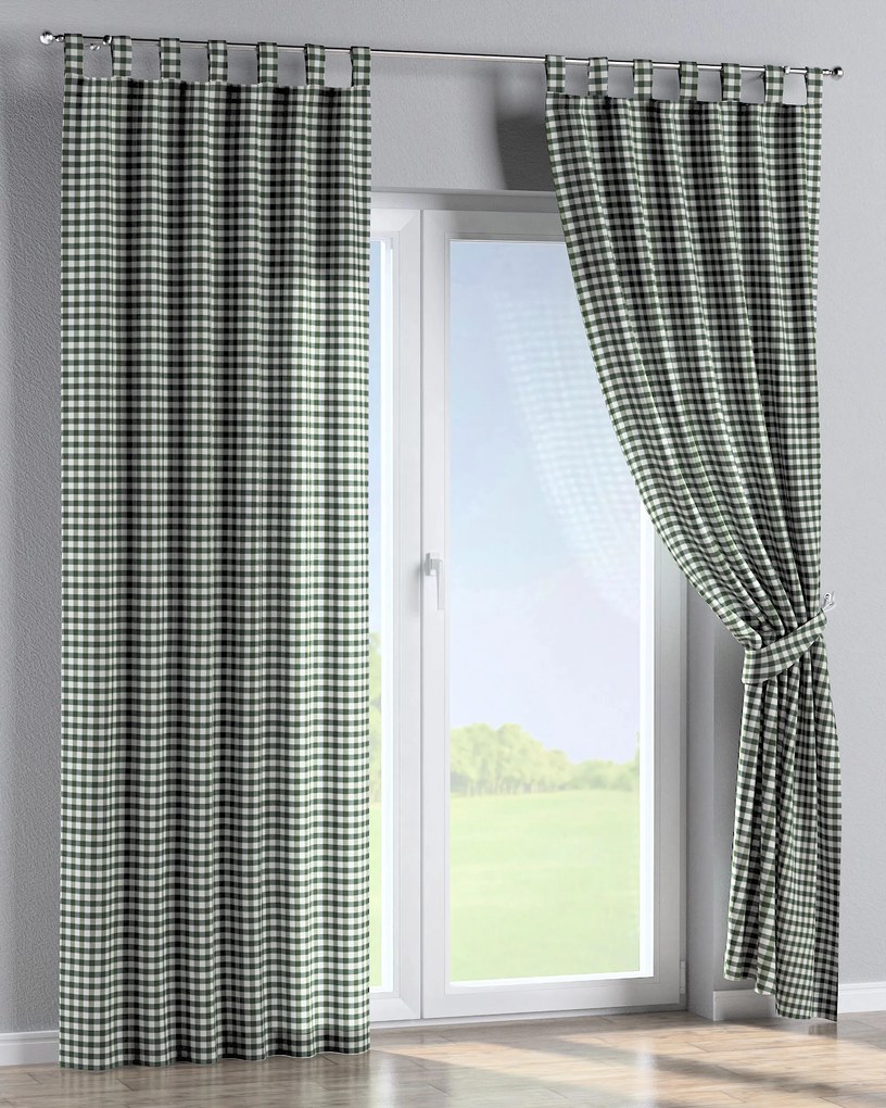 Zasłona na szelkach 1 szt. kolor zielony tkanina wzorzysta