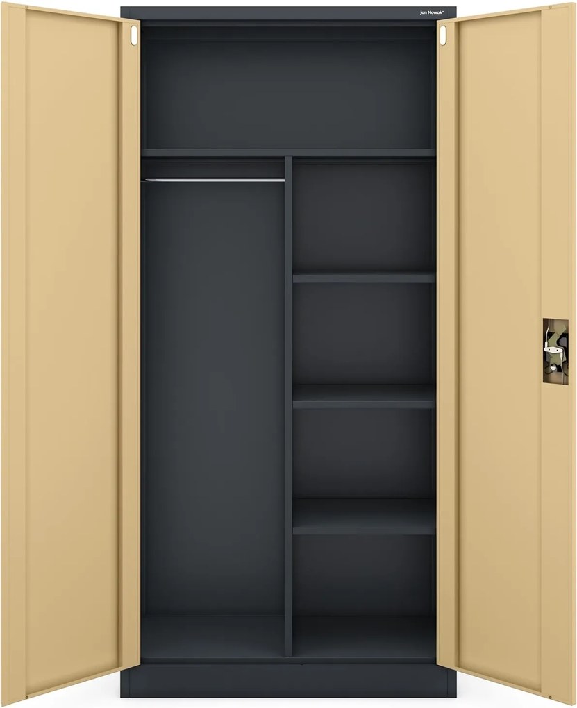 Socjalna szafa ubraniowa Eco Design Dawid, 90x45x185 cm, antracyt/orzech