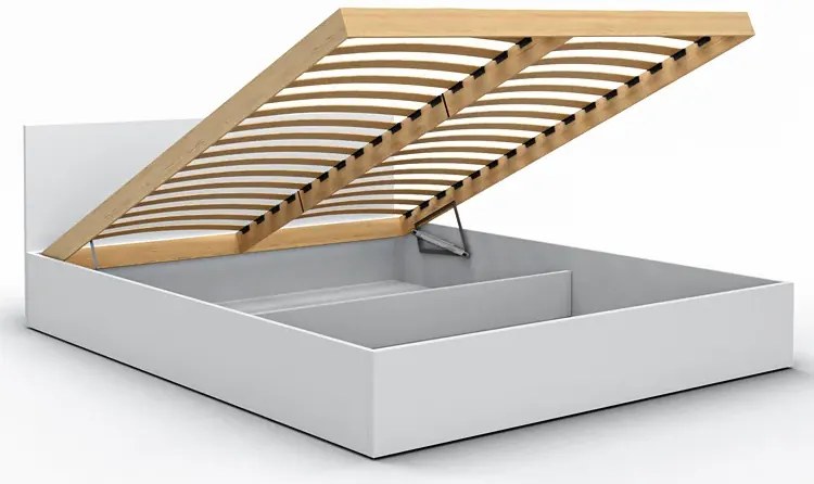 Białe łóżko z pojemnikiem i materacem 120x200 - Cansar 3X
