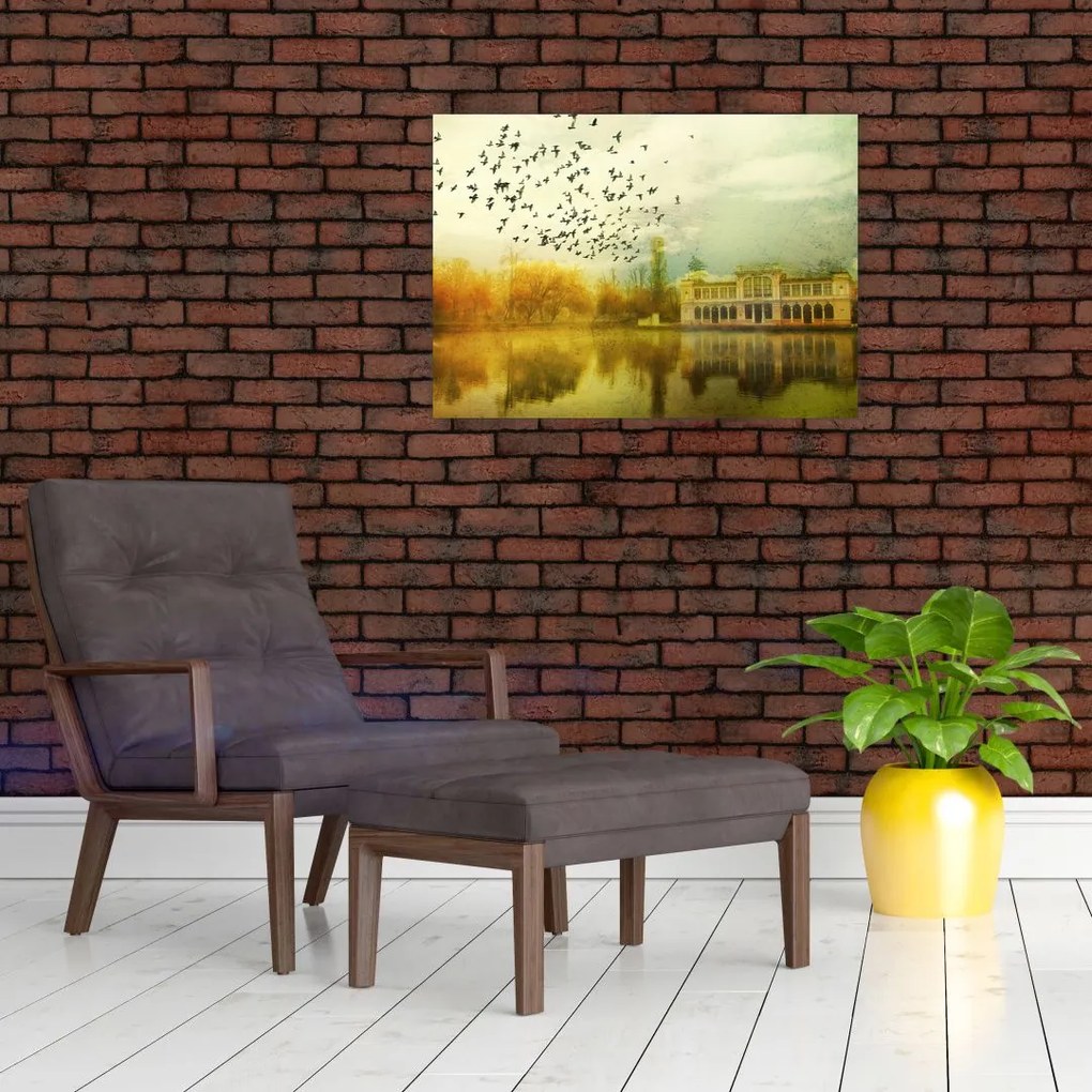Obraz namalowanego krajobrazu z rezydencją (70x50 cm)
