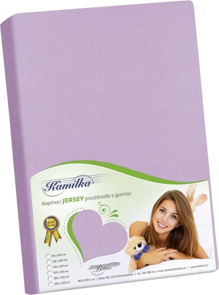 Prześcieradło Jersey Kamilka fioletowy, 90 x 200 cm