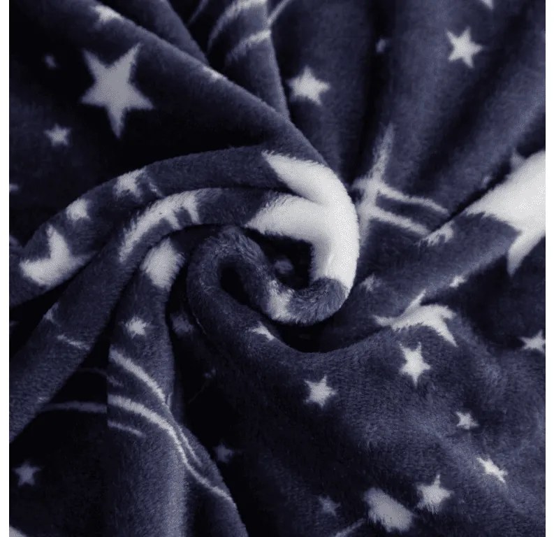 Mikropluszowy koc STARLIGHT, ciemnoniebieski Rozmiar: 200 x 220 cm