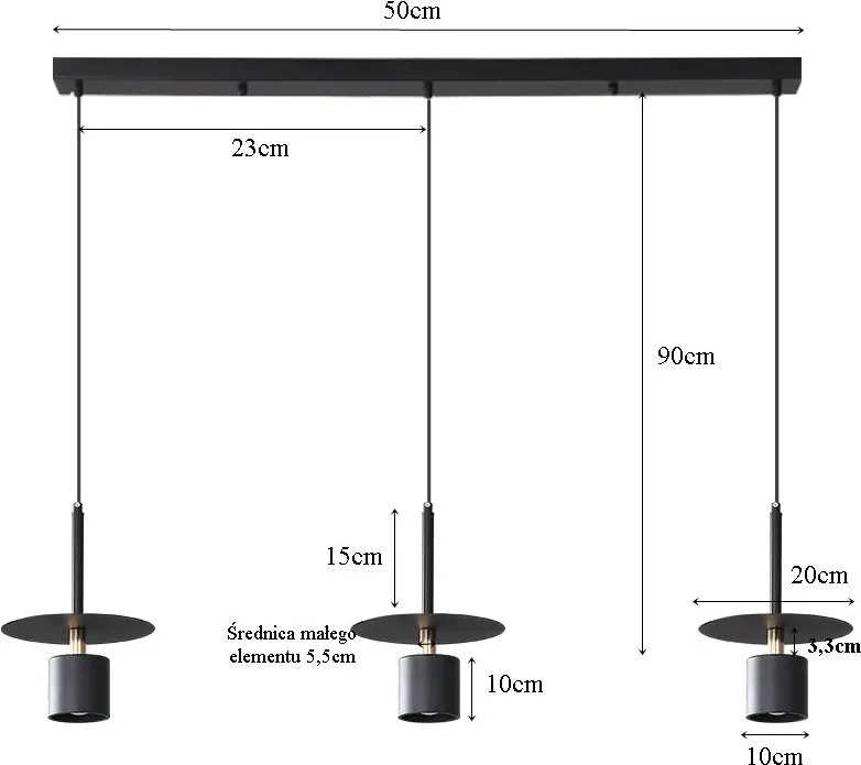 Lampa sufitowa loftowa metalowa wisząca AT35-3SZ-Czarna