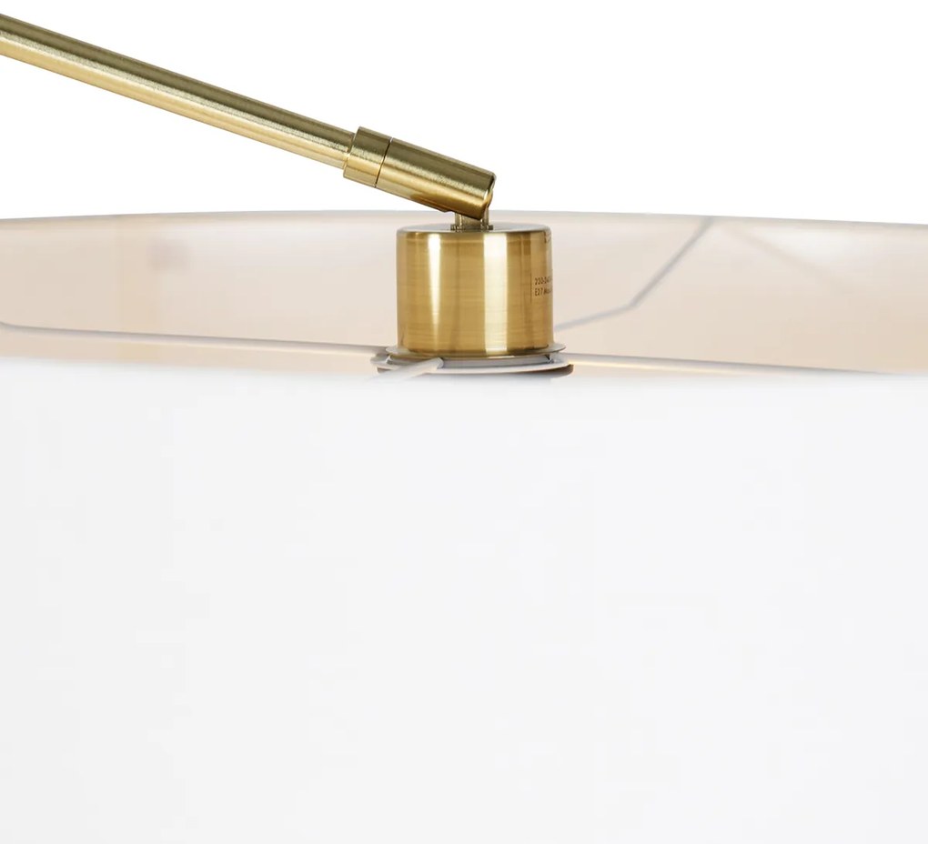 Nowoczesna lampa stojąca złota z abażurem białym 50 cm regulowana - EditorDesignerski Oswietlenie wewnetrzne