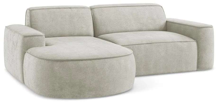 Kremowy narożnik z tkaniny szenilowej (lewostronny/z szezlongiem) Omao – Makamii