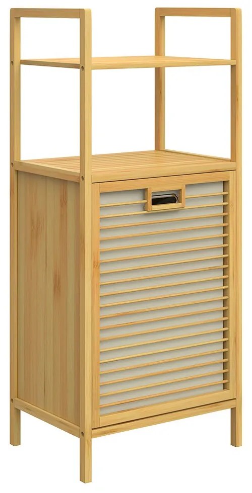 Regał bambusowy z koszem na bieliznę DORIS, 40x30x95cm, brązowy/kremowy Casaria