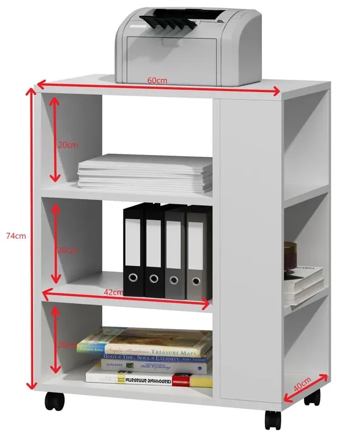 Biały stolik pod drukarkę na kółkach - Besti
