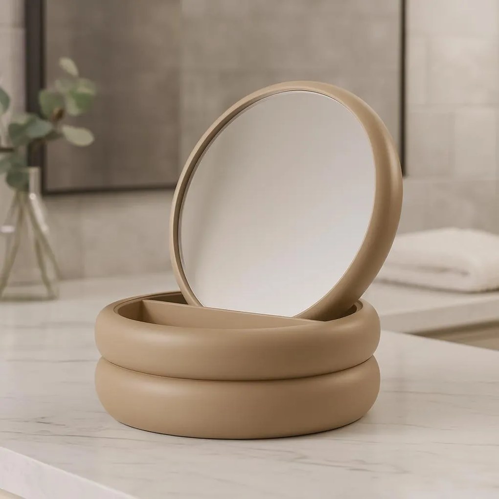 Szkatułka na biżuterię z lusterkiem, 17,5 x 17,5 x 9 cm